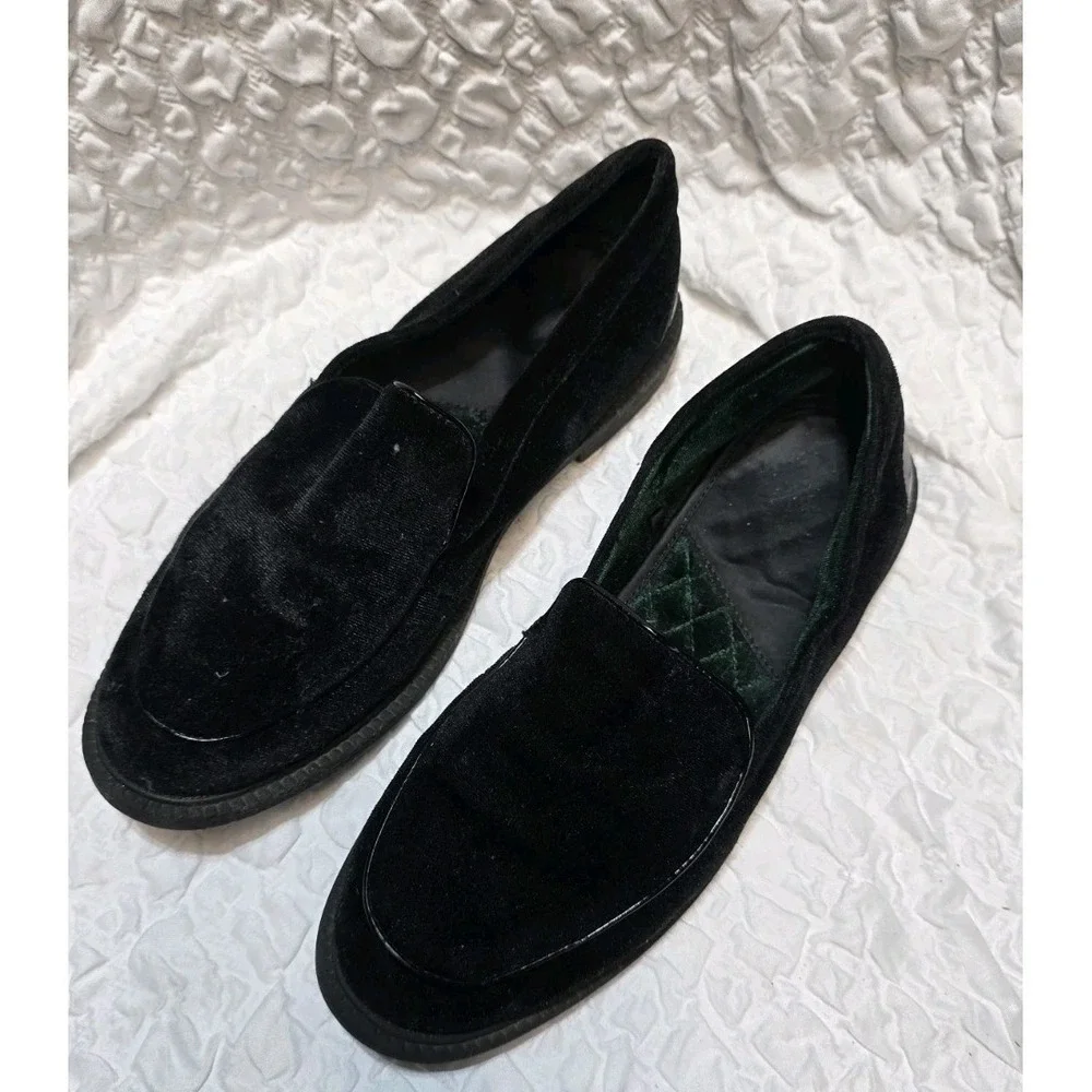 Zara Boys Velvet 39 Black Dress Shoes Slip On